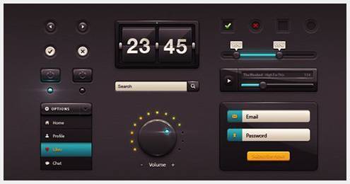 45个新鲜的Web和移动设备用户界面PSD文件套件