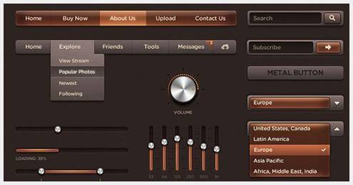 45个新鲜的Web和移动设备用户界面PSD文件套件