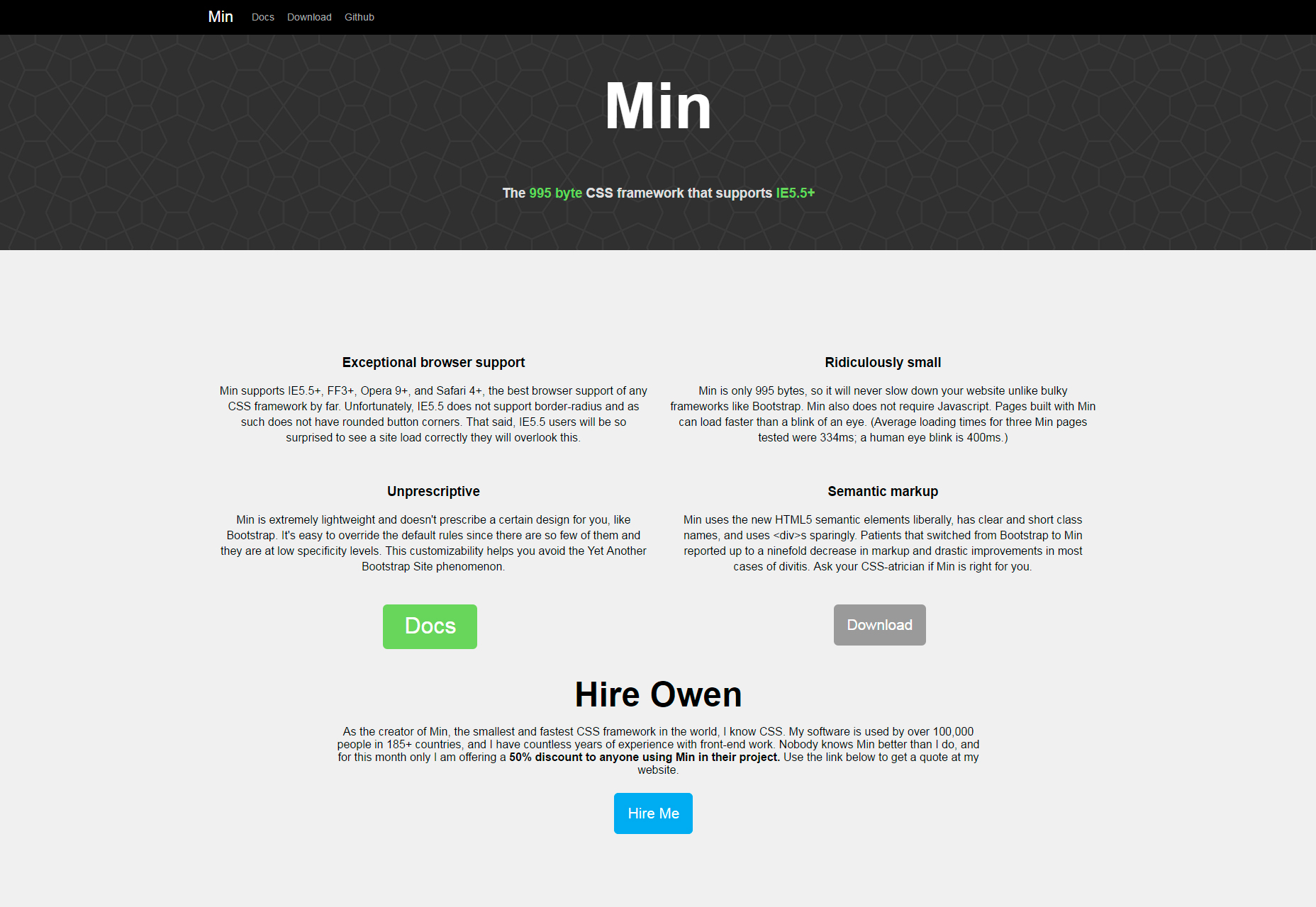 Min:  Lightweight CSS Framework for IE5.5 